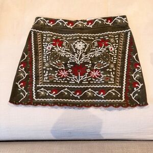 Blue Rain Embroidered Mini Skirt - Size L